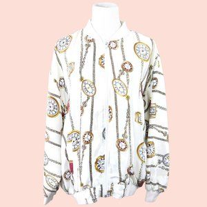 Gucci Style Alice in Wonderland Clock Bomber Jacket
